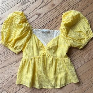 English Factory Yellow Puff Sleeve Women's Top Size Small